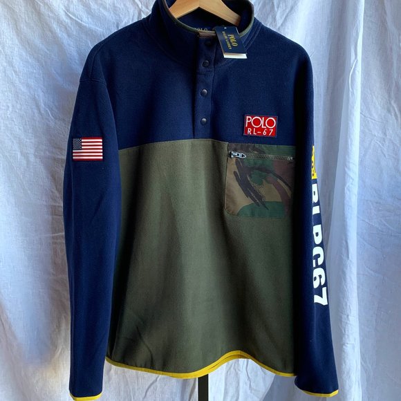 Polo Ralph Lauren RL-67 Pullover Fleece Sweater Mock Neck 1/2 Snap - Picture 1 of 10